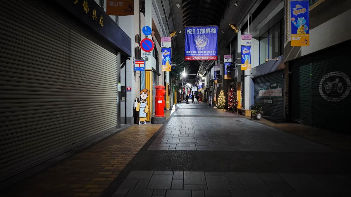 【Tsuyama Station / Night Walk】(Tsuyama, Okayama) Drinking Streets with Year-End Party Groups Passing Through